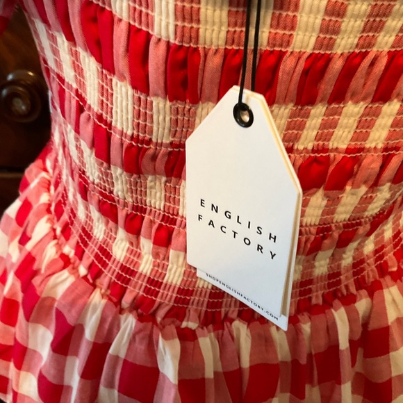English Factory Red and White Gingham Dress - New With Tags -size S - Picture 2 of 3